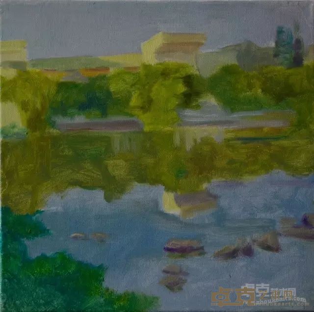 汕大校园–荷花池  布面油画  30cm×30cm  2016年