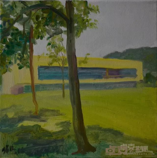 汕大校园–图书馆  布面油画  30cm×30cm  2016年