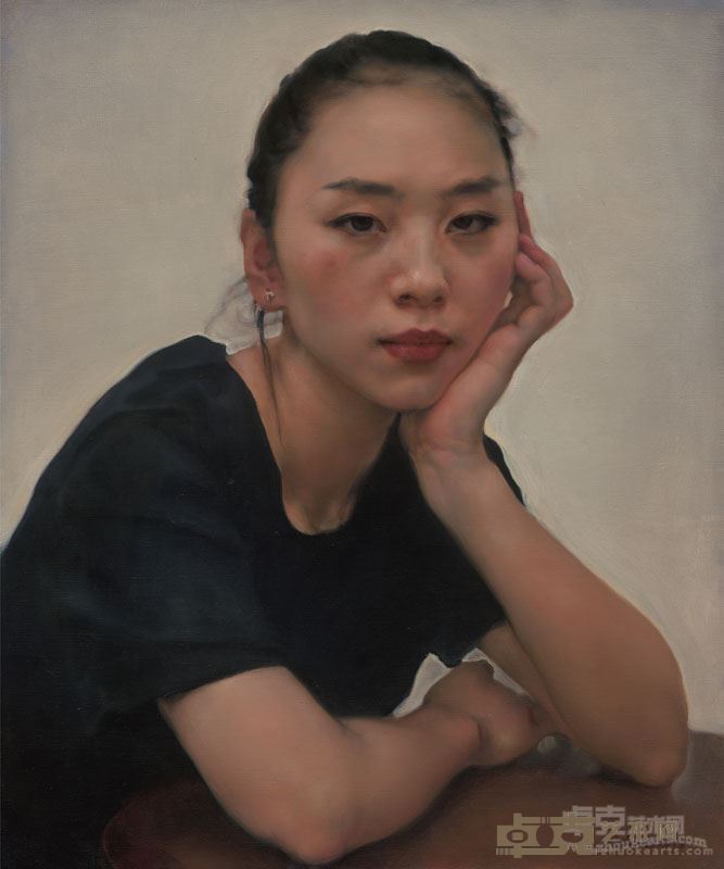 庞茂琨  《 女孩肖像之一 》布面油画 60x50cm