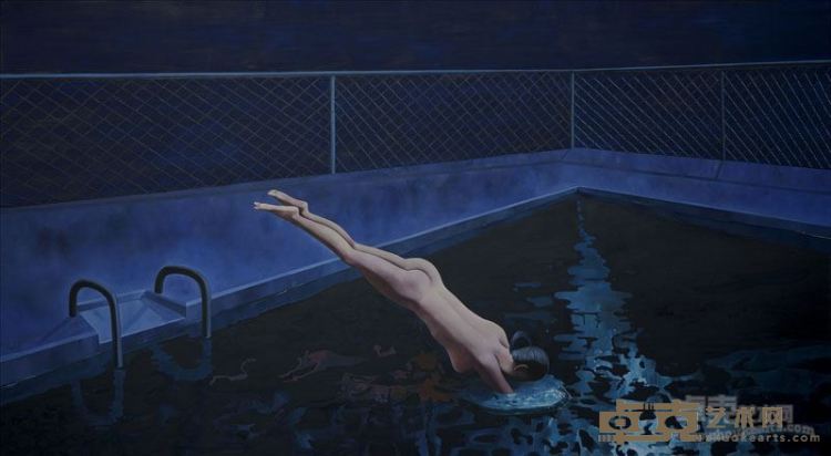 宋永红 《夜 跳水》布面油画 400×220cm 2008-2010年