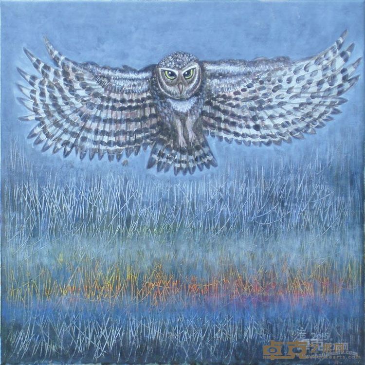 《猫头鹰-2015》50x50cm布面丙烯2015