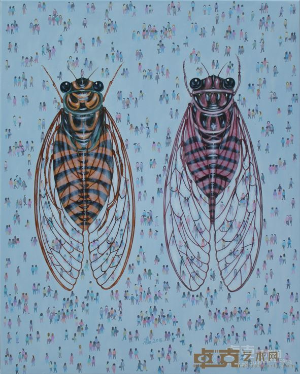 《双蝉图-2015》80x100cm布面油彩2015
