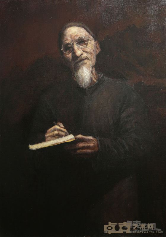 谢鹤《回望系列5-黄宾虹》，50x70cm，2014年