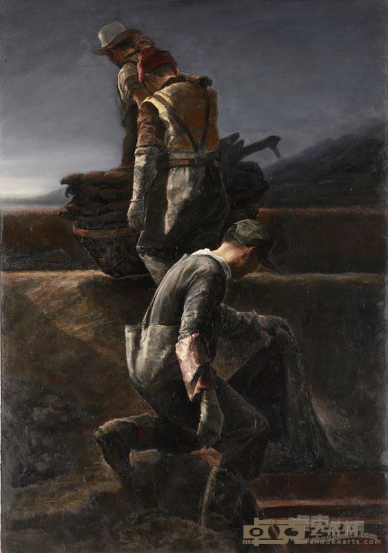 谢鹤 寒冬挖藕人系列2（180x127cm）2014年