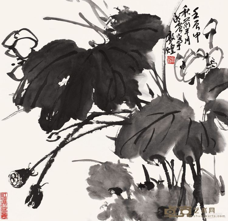 秋荷 69×68cm