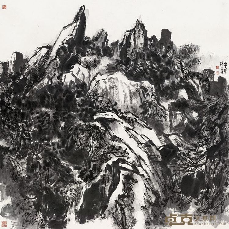 石壁岩岩洒清风 124cm×124cm   2016年
