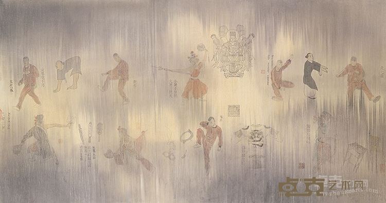 蕭巨昇《神兵火急如律令-Ⅳ》.93x183cm.紙本.水墨.礦物性顏料.鹿膠.2010