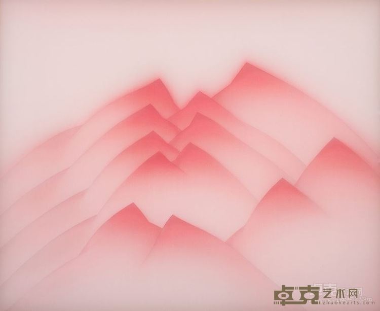 饒文貞《桃山》，絹本、水干顏料，60.5cm×72.5cm，2009年，.jpg