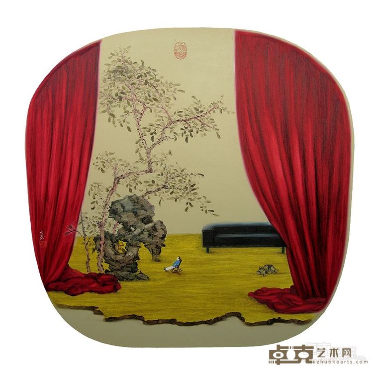 卢成翔 《观石图》  布面油画90cmX90cm 2011年