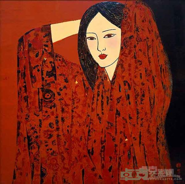 关慧仪《红与黑》60x60cm
