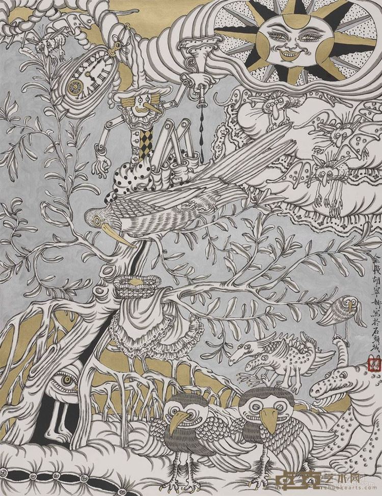胡宁娜 魔法飞毯之四 97x74cm 纸本设色