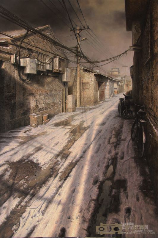 魏海彬-胡同的日子  布面油画  180×120cm,2013年