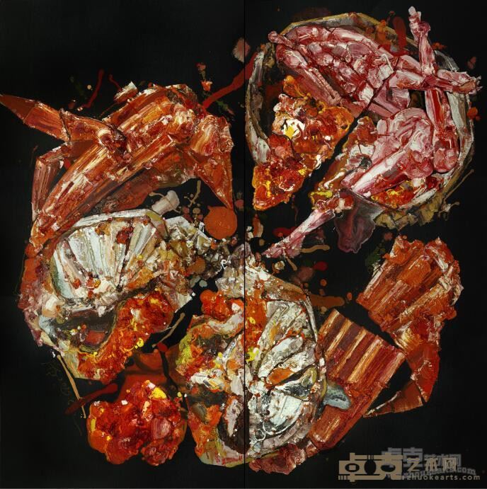 菊黄蟹肥-1   200x200cm/ 2015  油彩、丙烯、亚麻布