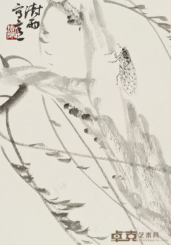 阴澍雨  墨花工虫集  30×21厘米  纸本水墨  2014