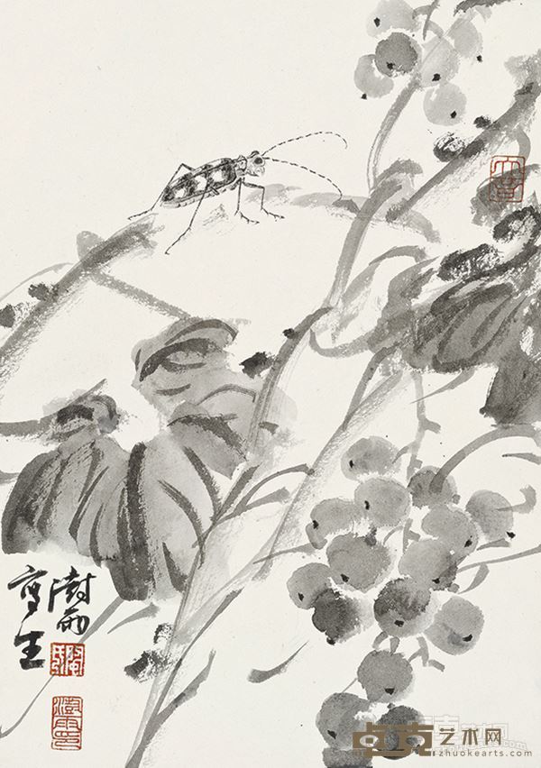 阴澍雨  墨花工虫集  30×21厘米  纸本水墨  2014  (7)