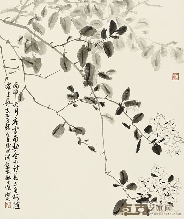 阴澍雨 三角梅 59×48 厘米 纸本水墨 2016 年