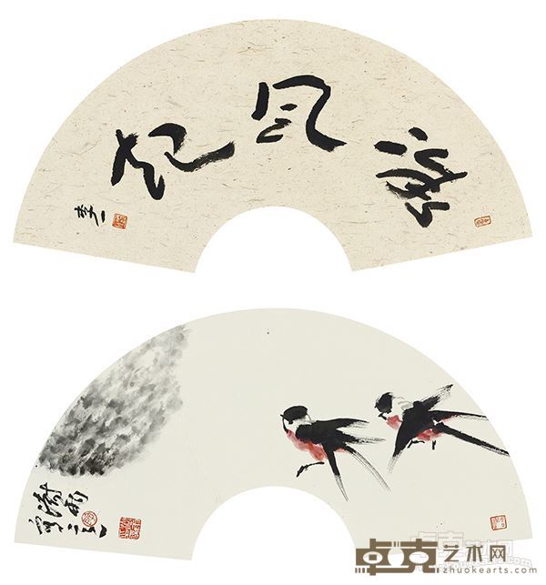 李一(书) 阴澍雨(画) 微风起 纸本设色 23×60厘米 2016年