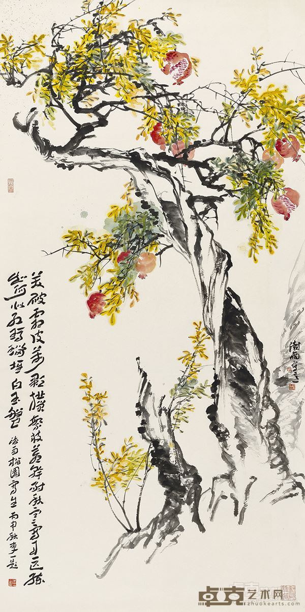 榴园写生 李一  阴澍雨  248 厘米29 厘米 纸本设色2016 年