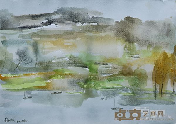 水彩画：4开水韵秋色