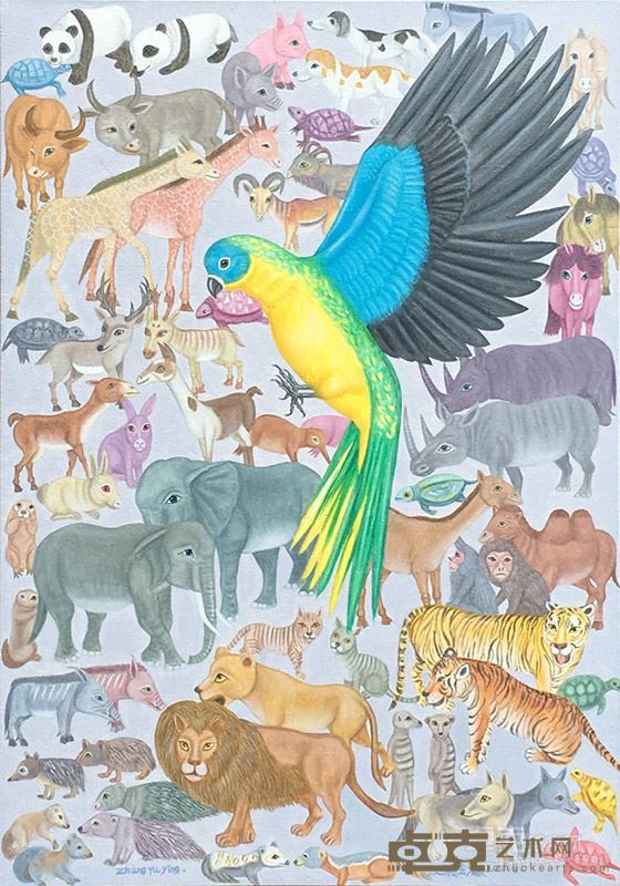 《鹦鹉-动物世界》70x100cm布面油彩2016