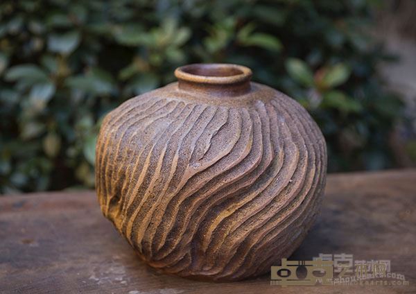 波浪纹柴烧罐-27x27x22cm 康羽荻作品