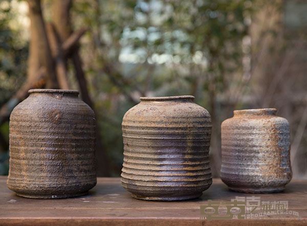 柴烧花器组合-12x12x18cm 康羽荻作品