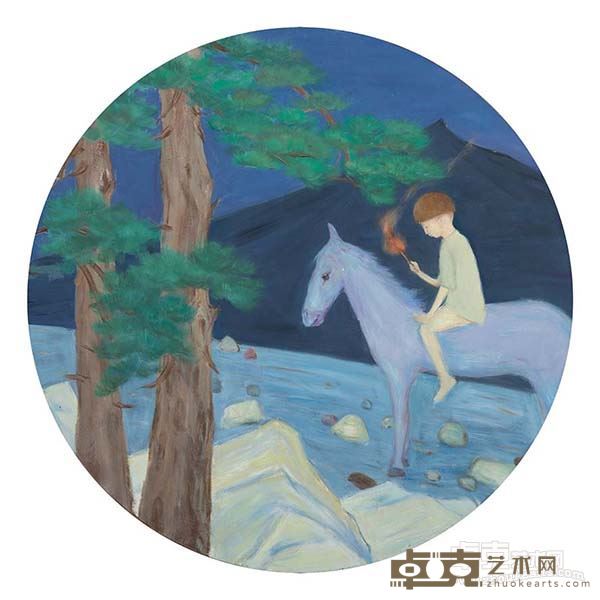 薛扬 某个瞬间 布面油画 直径100cm 2015年