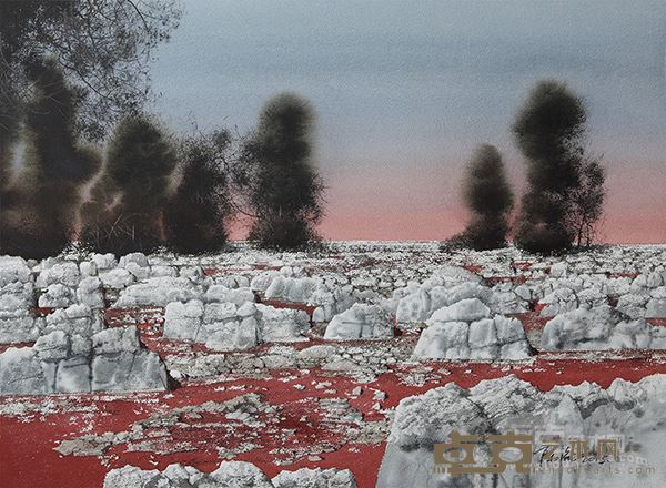 陈流《石林》（75X55）cm 纸上水彩 2015年