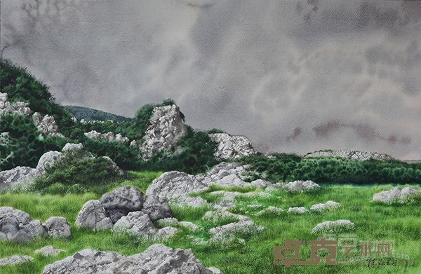 陈流《干海子》 (65X99)cm  纸上水彩 2016年