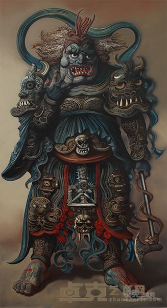 陈流油画《铁佛寺寺魂之二》220X120cmcm（2016）
