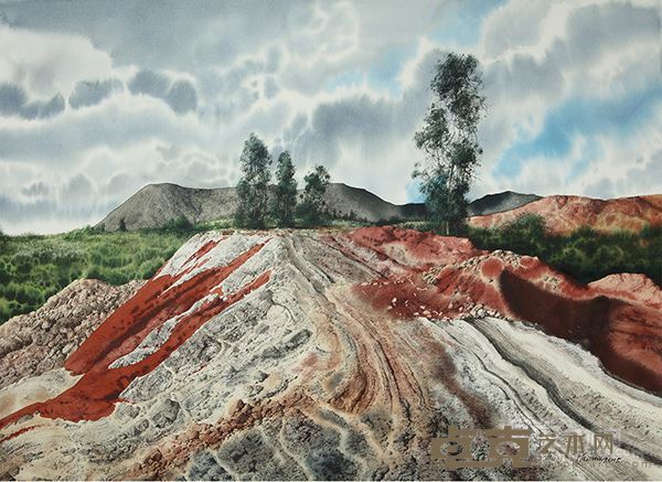 陈流 《红土流云之二》纸上水彩 113cmX80cm  2015年