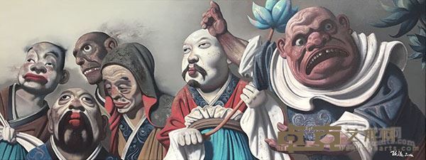 陈流 《六个罗汉》（160X60）cm  布面油画  2014年