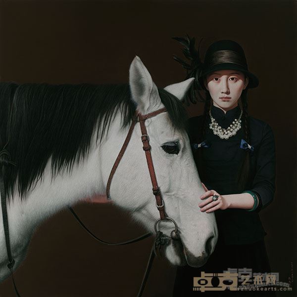 陆光里《闲骏图之白驹》100X100CM 布面油画 2016