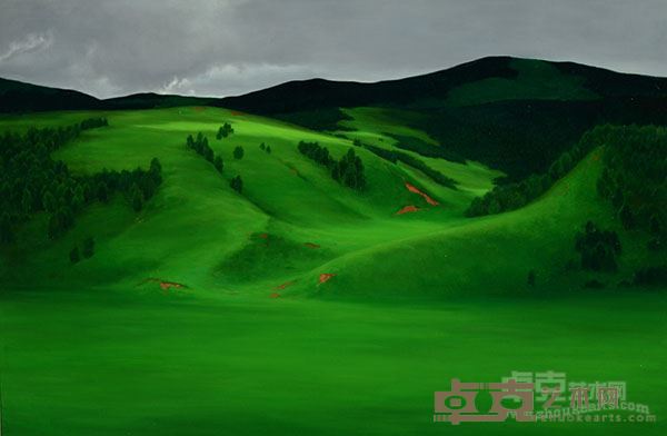杨建作品《蝴蝶谷》  110X73cm  2016年 布面油画