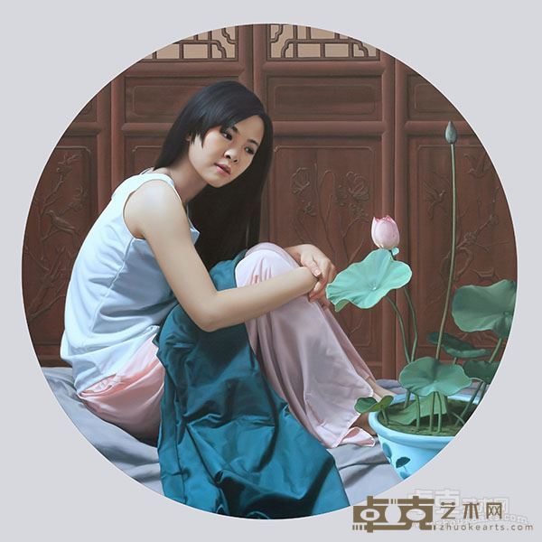 王钧作品《闺愁-彼泽荷殇》 2013年 布面油画 120X120