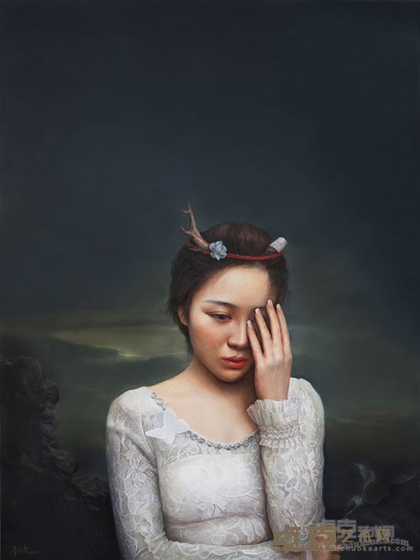 李陈辰《迷失的犄角 油画 100乘以75cm 2014