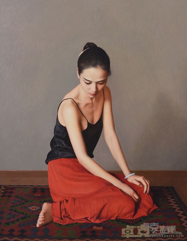 岳小清《恰似一低头的温柔》油画115x90cm2016