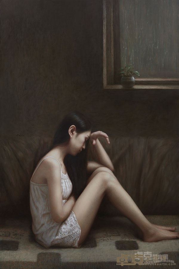 李华琪《忽听春雨忆江南》80X120CM 布面油画 2015