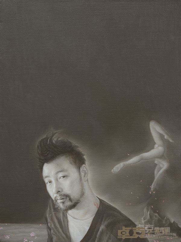 石经虎《莫名的坠落者》40x30cm 布面油画 2016年