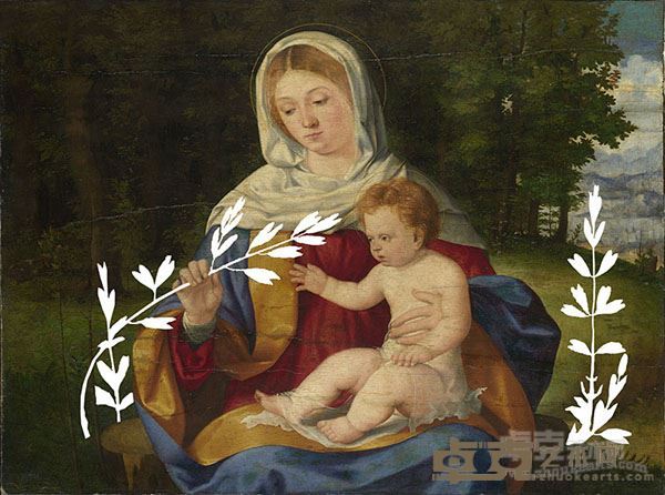 是花吗？   肖般若   布面微喷   25×20cm     The Virgin and Child with a Shoot of Olive  about 1515  Andrea Previtali