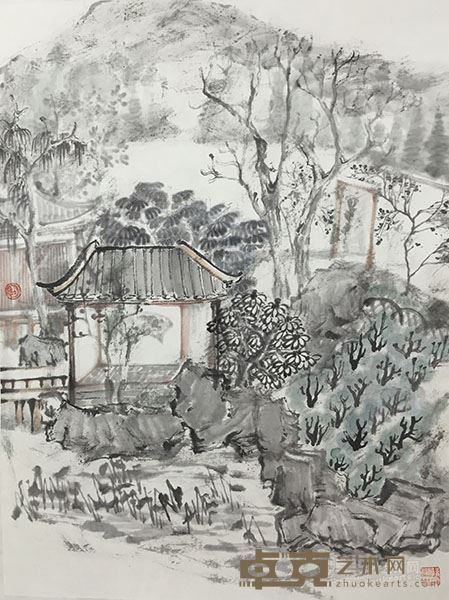 《茶田闲林》 45x35cm