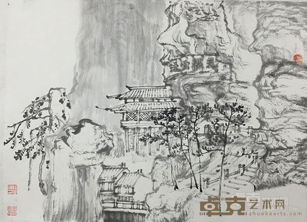 《云渡僧舍》 45x35cm