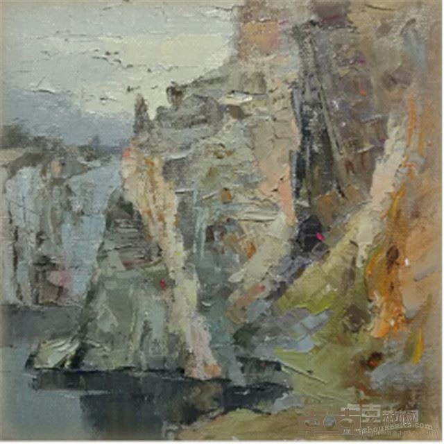 朱富平 《塔山采石场》 25 cm×25cm 布面油画 2016