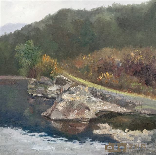 孙明连《静谧的湖水》60 cm×60cm 布面油画 2016
