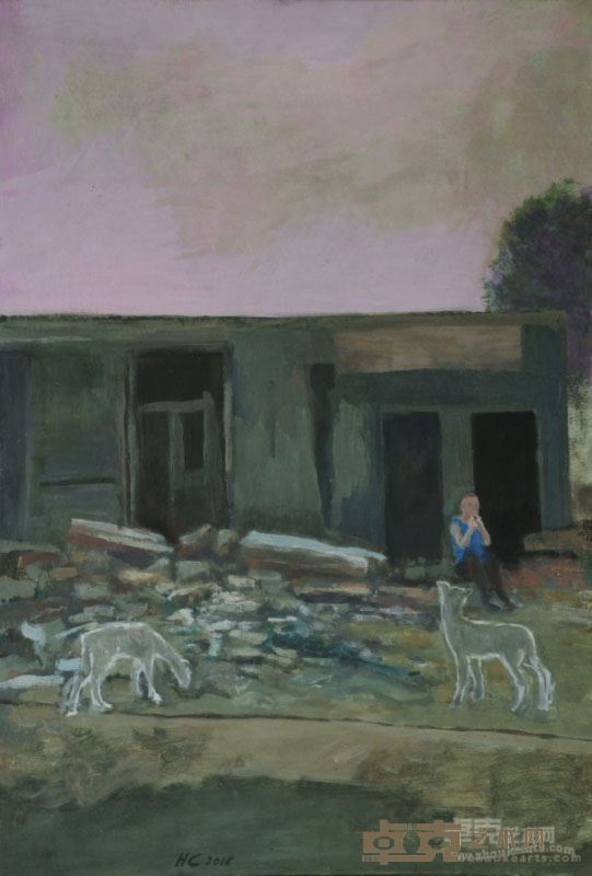 Hubert DE CHALVRON 《Le joueur de flûte 吹笛子的人》 45×65cm 木板裱布面丹培拉 2016