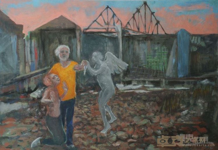 Hubert DE CHALVRON 《Le sacrifice d'Abraham 亚伯拉罕的牺牲》45×65cm 木板裱布面丹培拉 2016