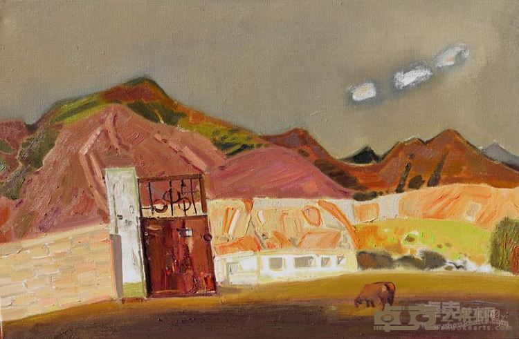 彭毅 阳光下的哈日图热格村     80x120cm