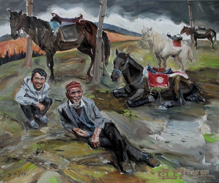刘禾 天山牧马人   120x100cm