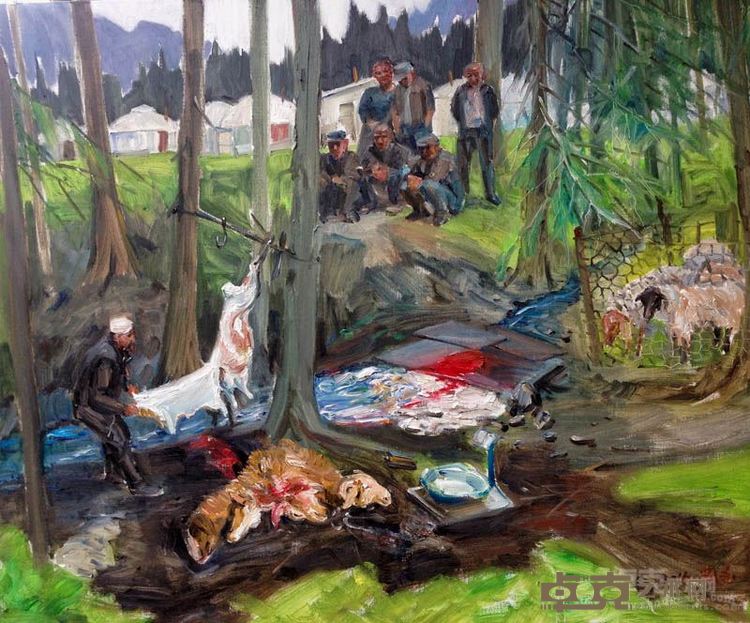 刘禾 宰羊场 120x100cm