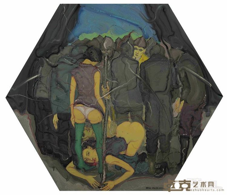 2010.08  一个骇人的夜晚 A terrible night 布面油画  80×80cm